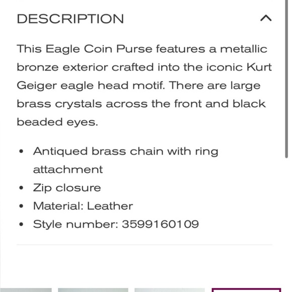 Kurt Geiger Eagle Head Bag Charm Bird Leather Coin Purse Keyring Key Chain NEW - Picture 10 of 11